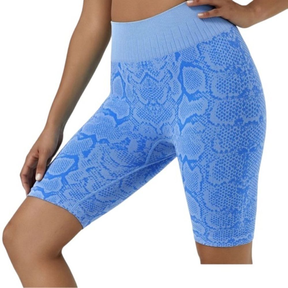 Halara Seamless Flow High Waisted‎ Snakeskin Print Biker Shorts Size L